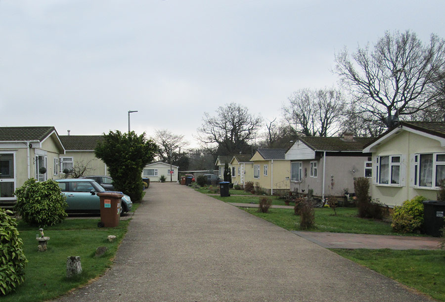 view outside a series of residential park homes at Marshmoor