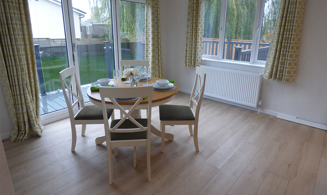 small dinner table in a holiday lodge