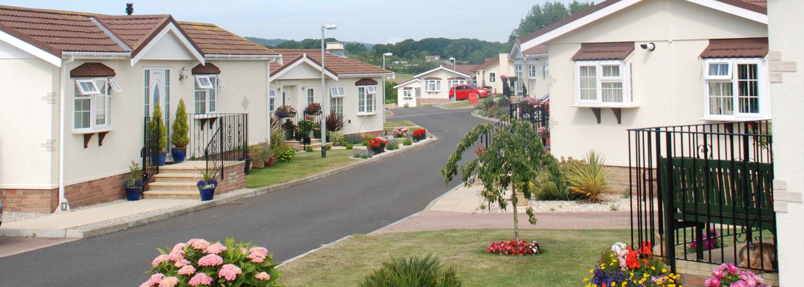 Road Of Residential Park Homes Community for over 50s